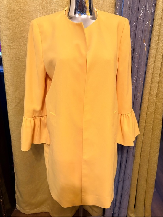 Zara Dresses & Skirts - Zara Yellow Quarter Length  Sleeve Ruffle Open Blazer / Jacket.